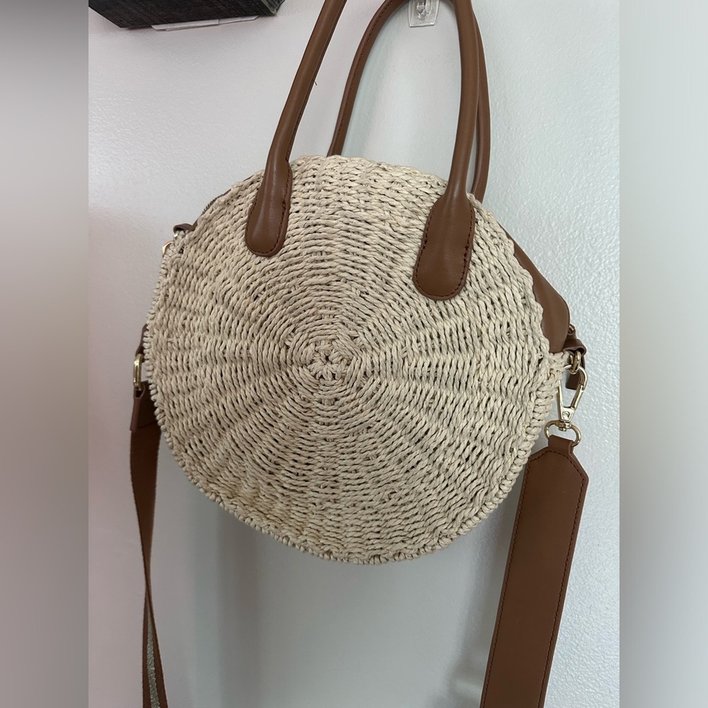 Talbots Woven Circular Straw Crossbody Bag - Picture 2 of 5
